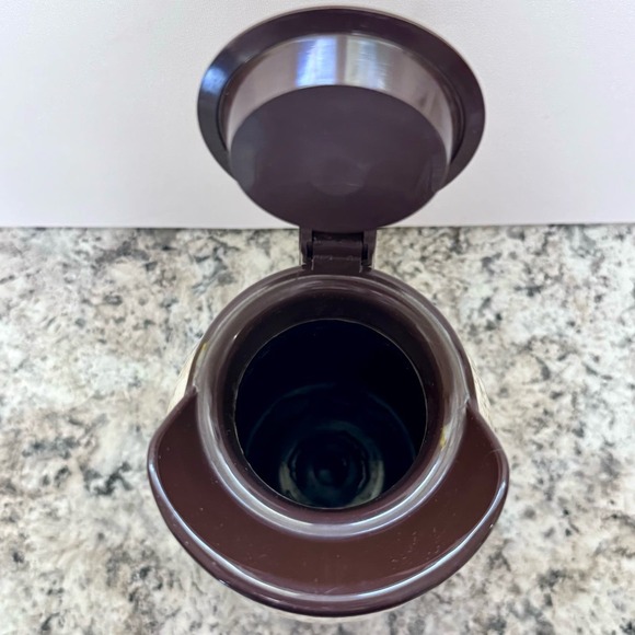 Thermo Serv Insulated Coffee Carafe Cream & Brown Vntg 1 Liter Rare Wheat Design - Picture 9 of 12